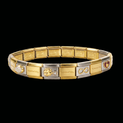 Gold Colour Nomination Bracelet with Charm Assortment