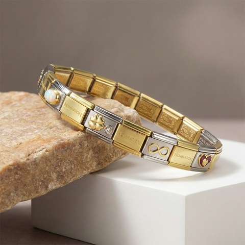 Gold Colour Nomination Bracelet with Charm Assortment