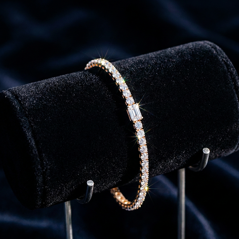 18ct Yellow Gold 3.43ct Lab Grown Diamond 7 Inch Tennis Bracelet