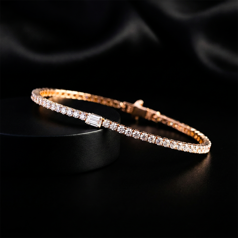 18ct Yellow Gold 3.43ct Lab Grown Diamond 7 Inch Tennis Bracelet